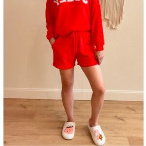 Red Cloud Knit Lounge Shorts